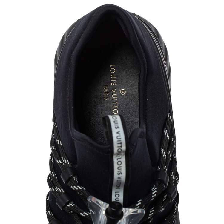 Pre Owned Louis Vuitton Black Mesh And Fabric Fastlane Lace Up Sneakers Size 44