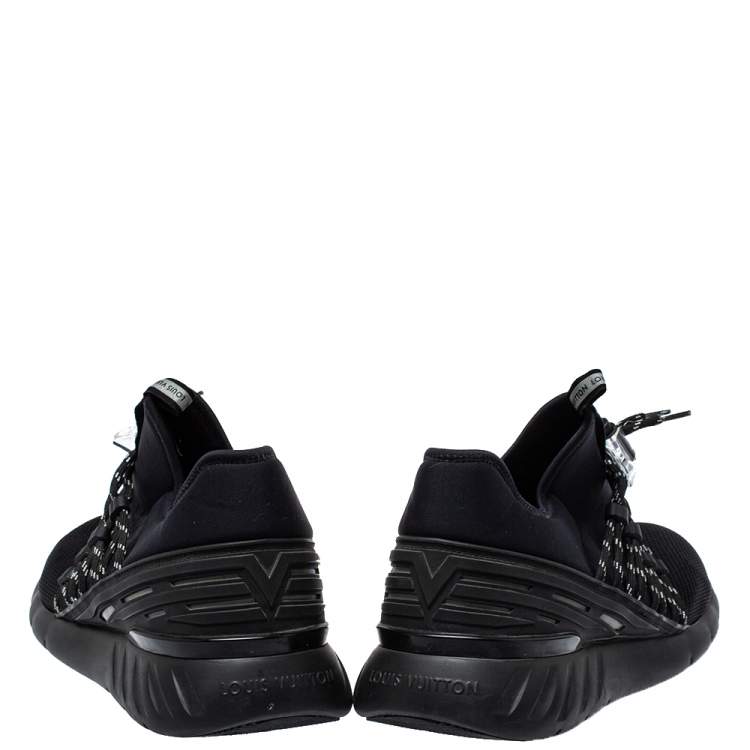 Pre Owned Louis Vuitton Black Mesh And Fabric Fastlane Lace Up Sneakers Size 44