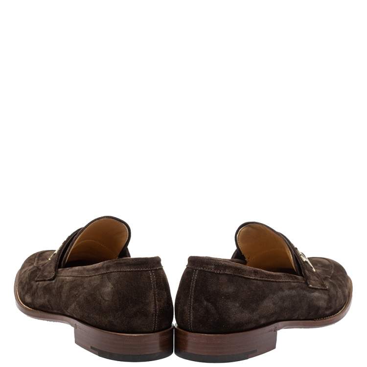 Pre Owned Louis Vuitton Brown Suede Saint Germain Slip On Loafers Size 43