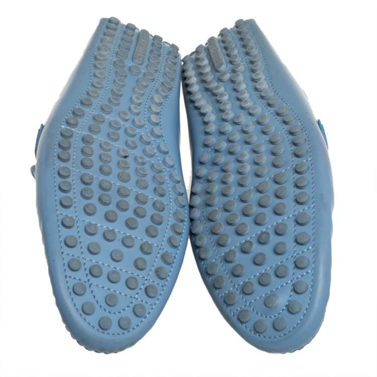 Pre Owned Louis Vuitton Blue Leather Hockenheim Loafers Size 43