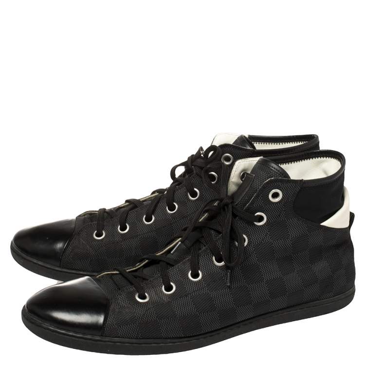 مملوكة مسبقًا Louis Vuitton Black Damier Coated Canvas And Leather Sneakers Size 44