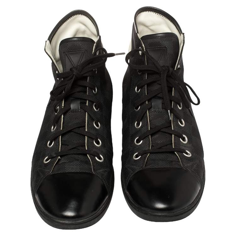 مملوكة مسبقًا Louis Vuitton Black Damier Coated Canvas And Leather Sneakers Size 44