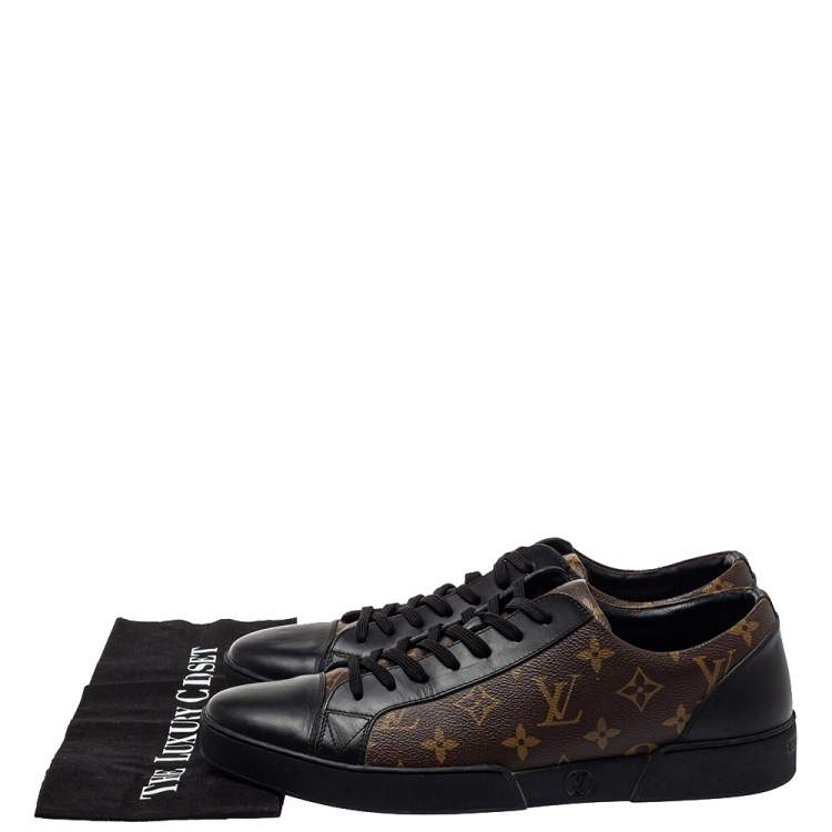 Pre Owned Louis Vuitton Monogram/Black Canvas And Leather Match Up Sneaker Size 43.5