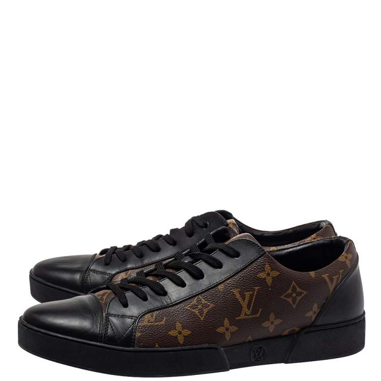 Pre Owned Louis Vuitton Monogram/Black Canvas And Leather Match Up Sneaker Size 43.5
