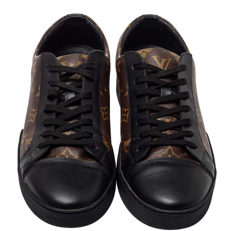 Pre Owned Louis Vuitton Monogram/Black Canvas And Leather Match Up Sneaker Size 43.5