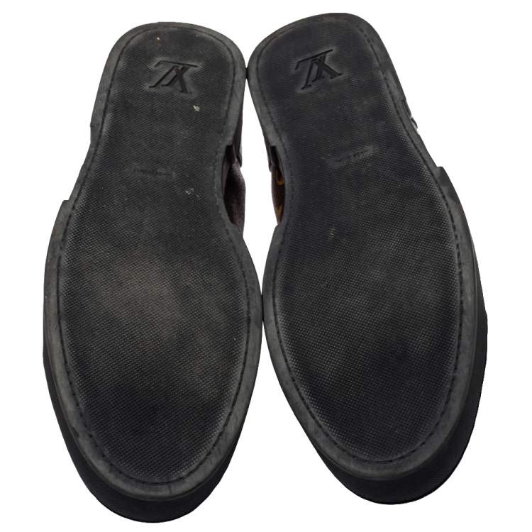 Pre Owned Louis Vuitton Monogram/Black Canvas And Leather Match Up Sneaker Size 43.5