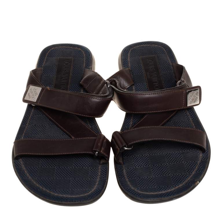 Pre Owned Louis Vuitton Brown Leather Sandals  Size 44