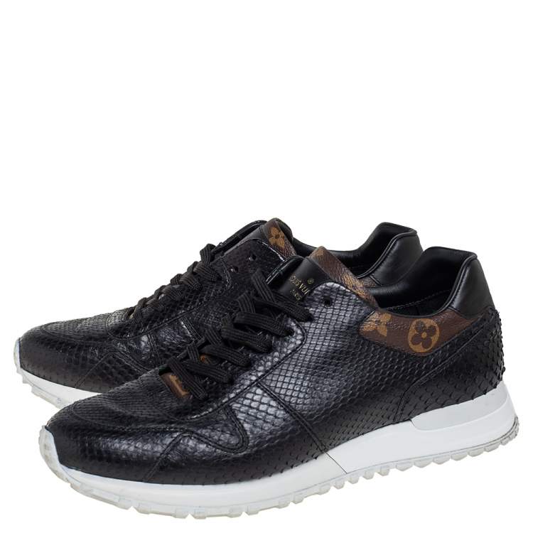 Pre Owned Louis Vuitton Black Python and Monogram Canvas Run Away Low Top Sneakers Size 40