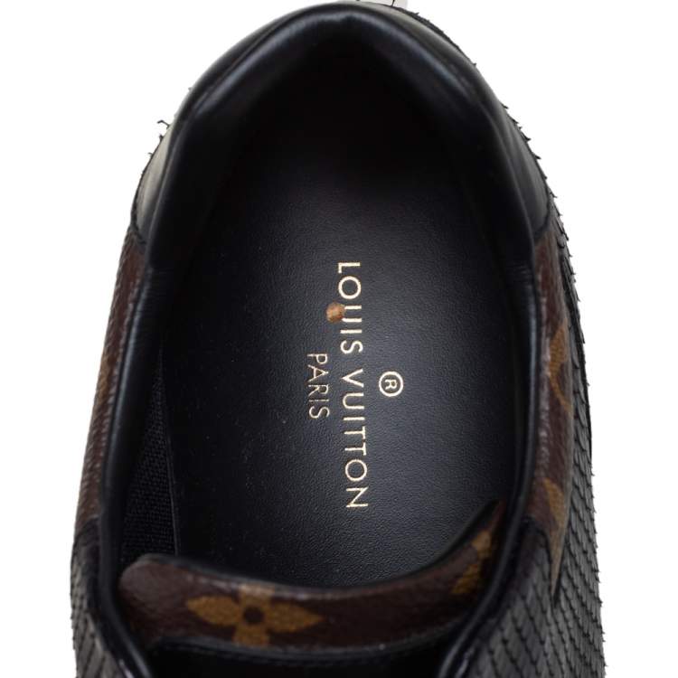 Pre Owned Louis Vuitton Black Python and Monogram Canvas Run Away Low Top Sneakers Size 40