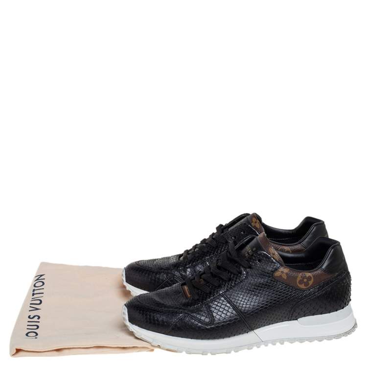 Pre Owned Louis Vuitton Black Python and Monogram Canvas Run Away Low Top Sneakers Size 40