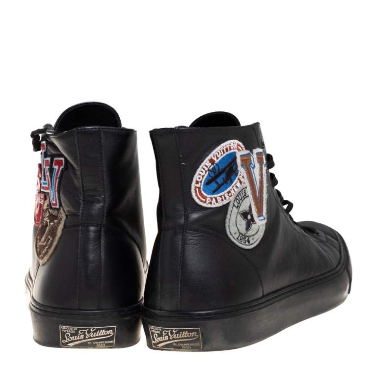 Pre Owned Louis Vuitton Black Leather Tattoo Trainer Boots Size 43