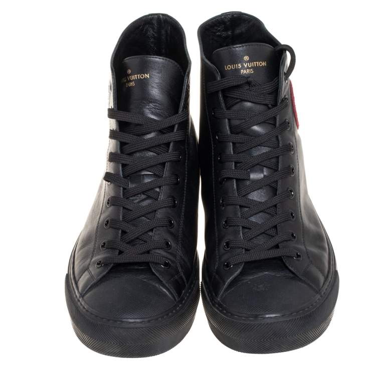 Pre Owned Louis Vuitton Black Leather Tattoo Trainer Boots Size 43