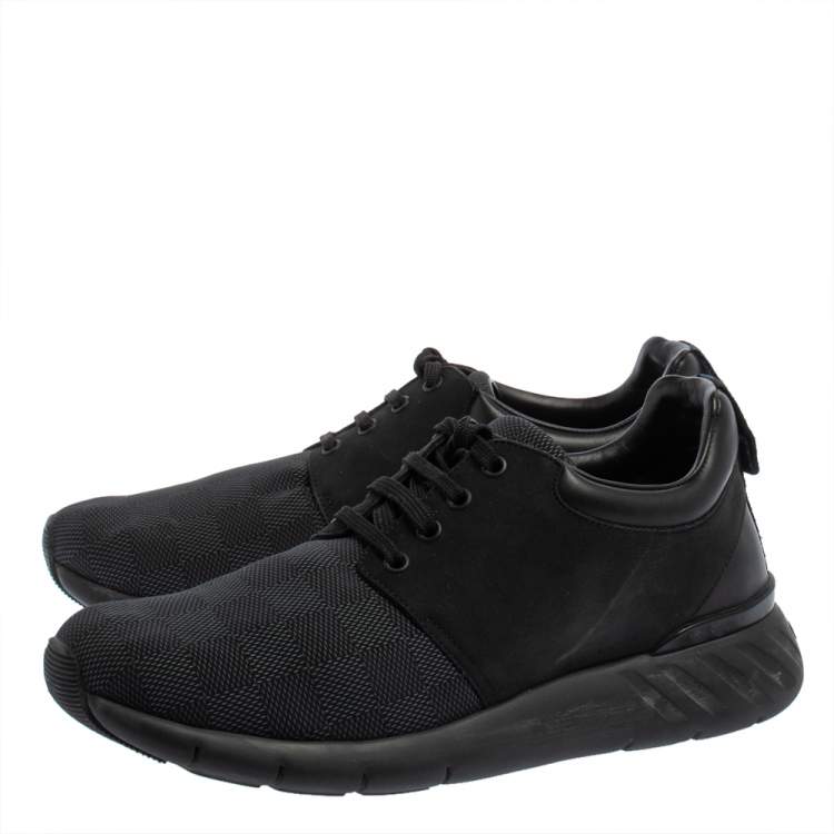 Pre Owned Louis Vuitton Black Damier Nylon and Nubuck Fastlane Sneakers Size 40