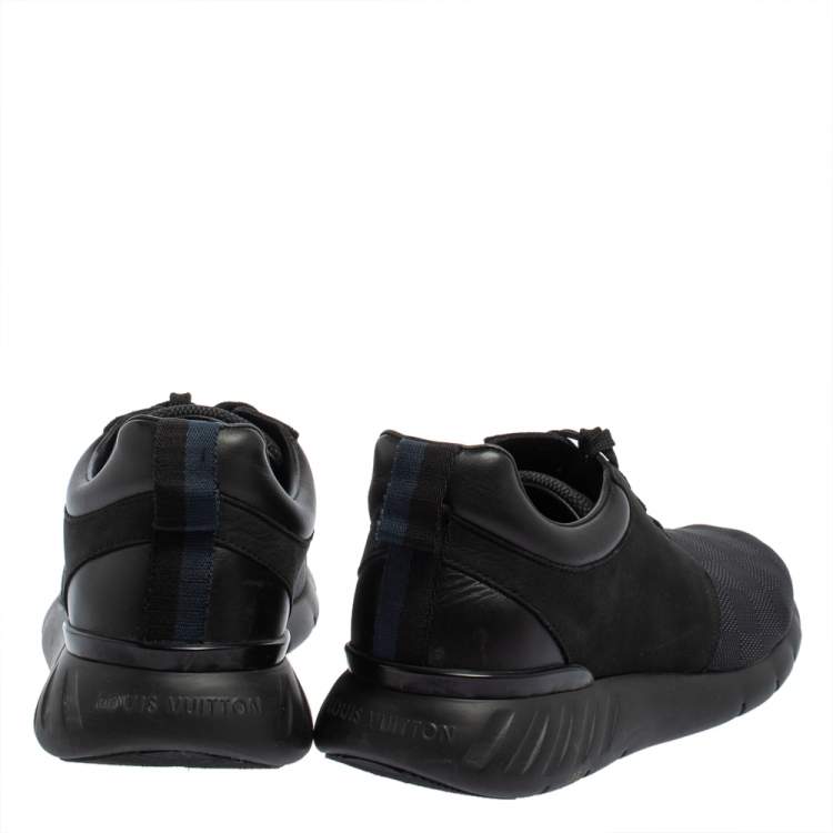 Pre Owned Louis Vuitton Black Damier Nylon and Nubuck Fastlane Sneakers Size 40