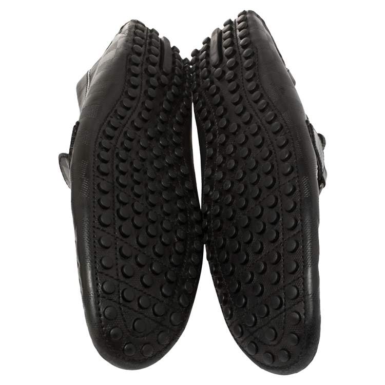 Pre Owned Louis Vuitton Black Leather Damier Infini Hockenheim Moccasins Size 45.5