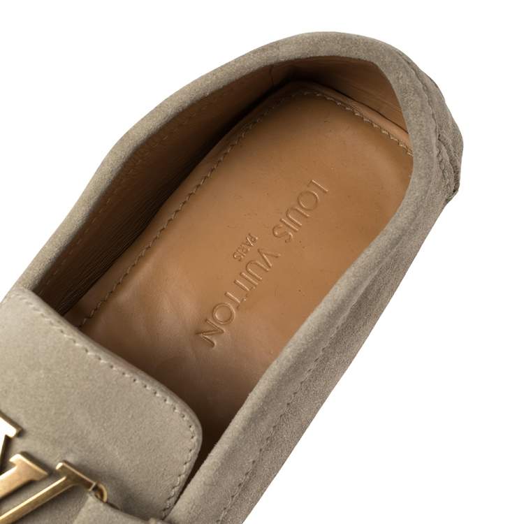 Pre Owned Louis Vuitton Grey Suede Monte Carlo Loafers Size 45.5