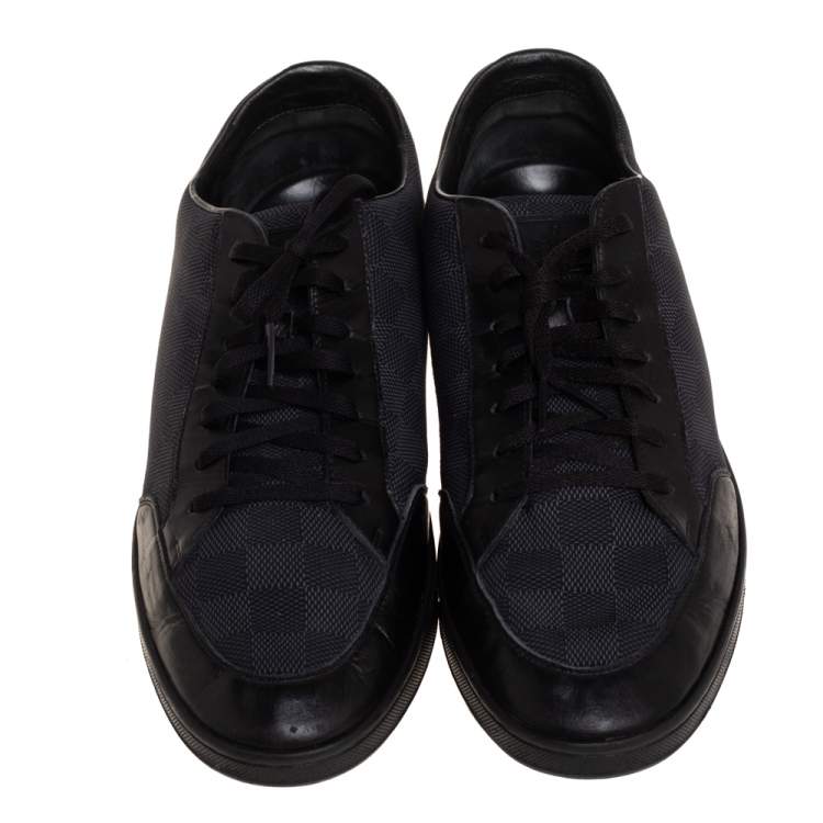 Pre Owned Louis Vuitton Damier Graphite Nylon and Leather Offshore Sneakers Size 44