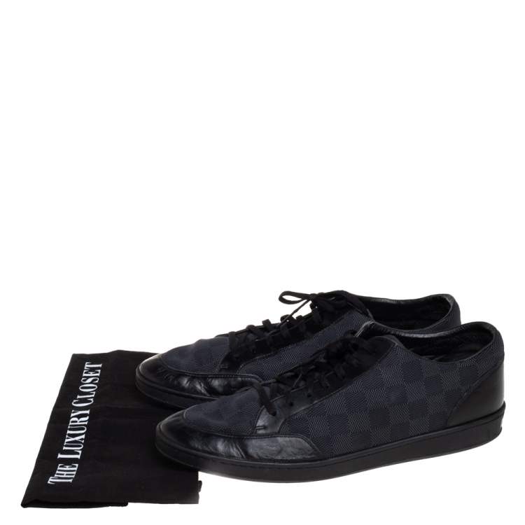 Pre Owned Louis Vuitton Damier Graphite Nylon and Leather Offshore Sneakers Size 44