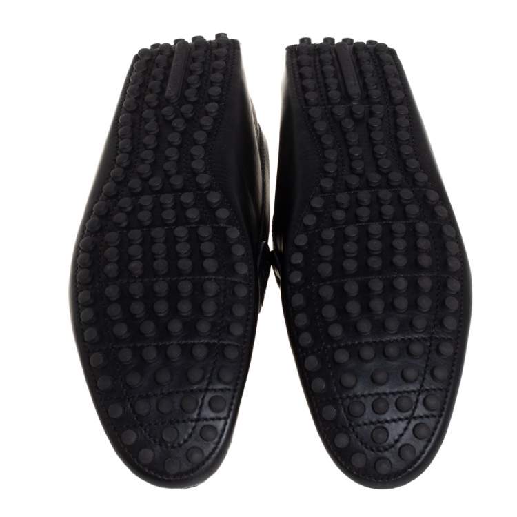 Pre Owned Louis Vuitton Black Leather Driving Loafers Size 45