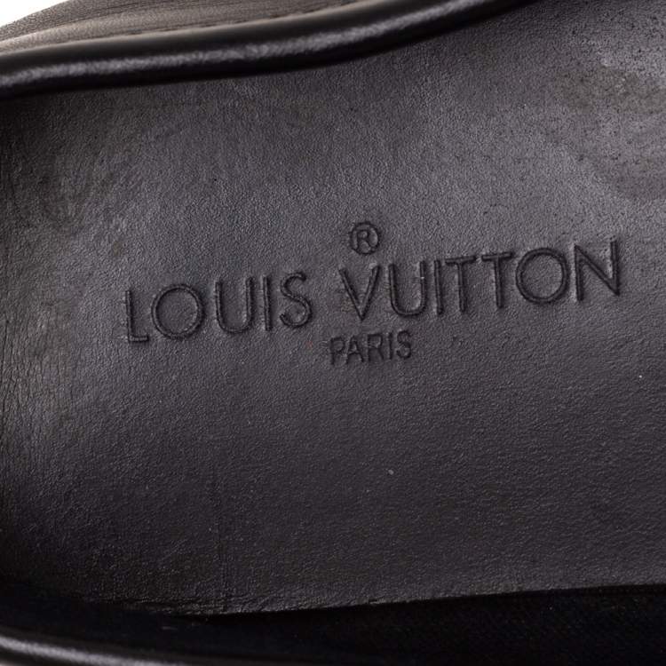 Pre Owned Louis Vuitton Black Leather Driving Loafers Size 45