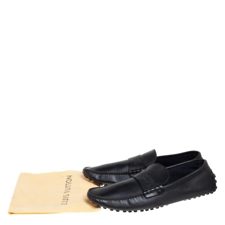 Pre Owned Louis Vuitton Black Leather Driving Loafers Size 45
