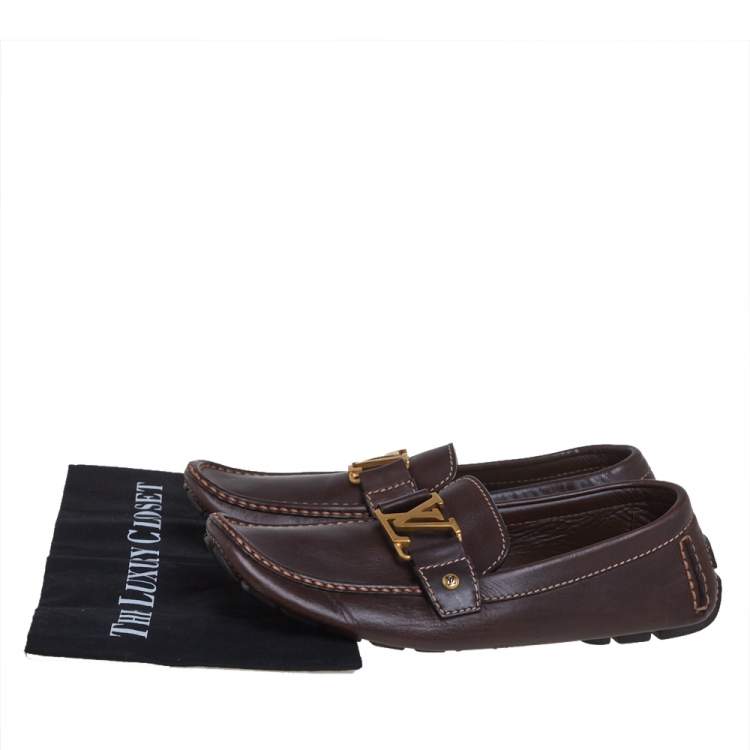Pre Owned Louis Vuitton Brown Leather Monte Carlo Loafers Size 43