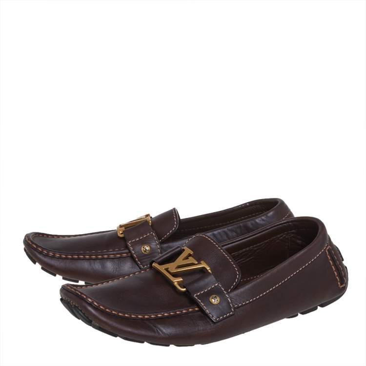 Pre Owned Louis Vuitton Brown Leather Monte Carlo Loafers Size 43
