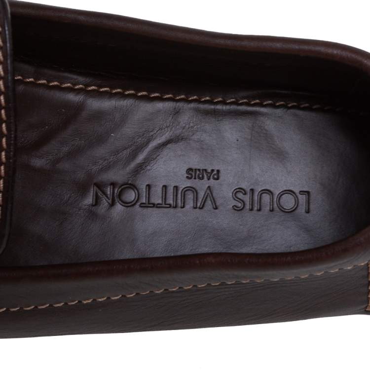 Pre Owned Louis Vuitton Brown Leather Monte Carlo Loafers Size 43