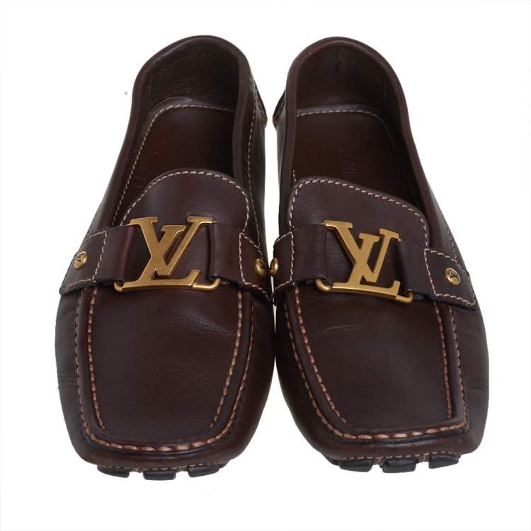 Pre Owned Louis Vuitton Brown Leather Monte Carlo Loafers Size 43