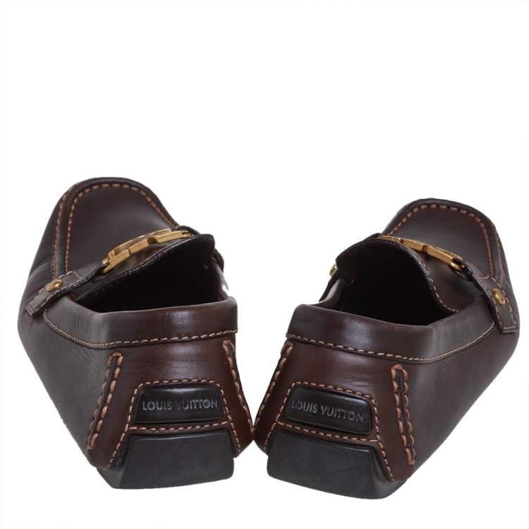 Pre Owned Louis Vuitton Brown Leather Monte Carlo Loafers Size 43
