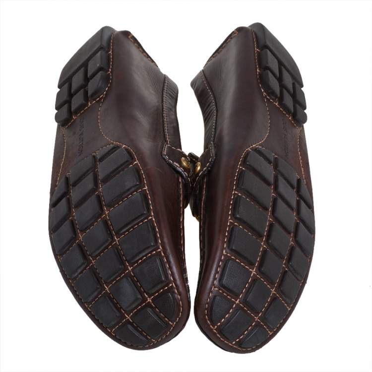 Pre Owned Louis Vuitton Brown Leather Monte Carlo Loafers Size 43