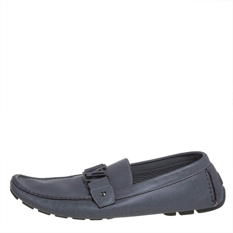 Pre Owned Louis Vuitton Grey Leather Monte Carlo Loafers Size 46