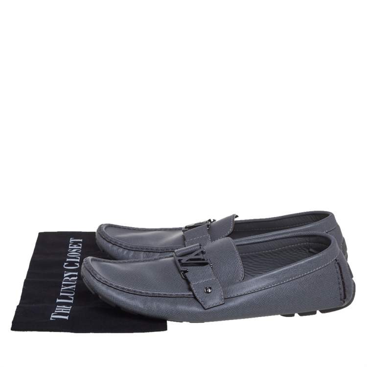 Pre Owned Louis Vuitton Grey Leather Monte Carlo Loafers Size 46