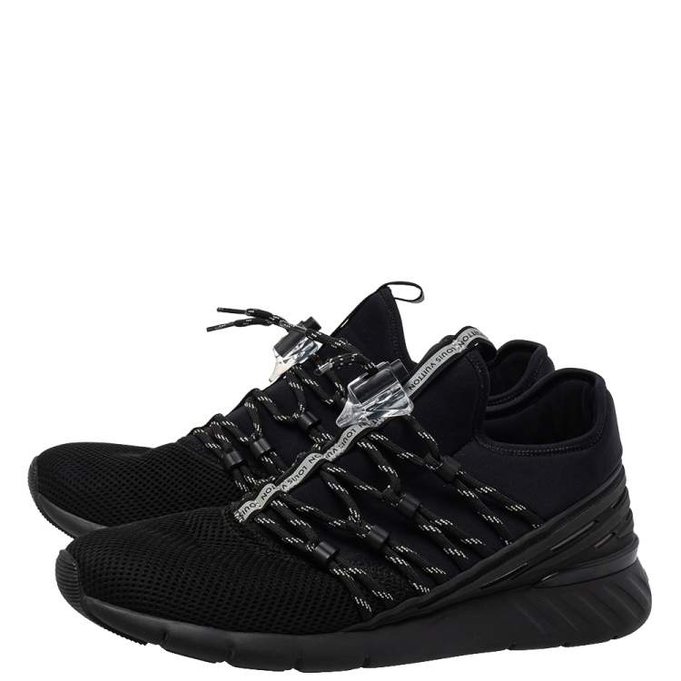 Pre Owned Louis Vuitton Black Fabric And Mesh Fastlane Sneakers Size 42