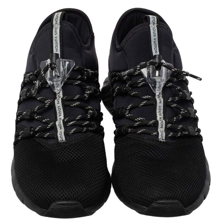 Pre Owned Louis Vuitton Black Fabric And Mesh Fastlane Sneakers Size 42