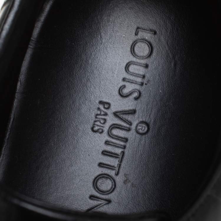 Pre Owned Louis Vuitton Black Croc Embossed Leather Front Row Lace Up Sneakers Size 40
