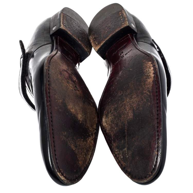 Pre Owned Louis Vuitton Black Damier Leather Velcro Loafers Size 47