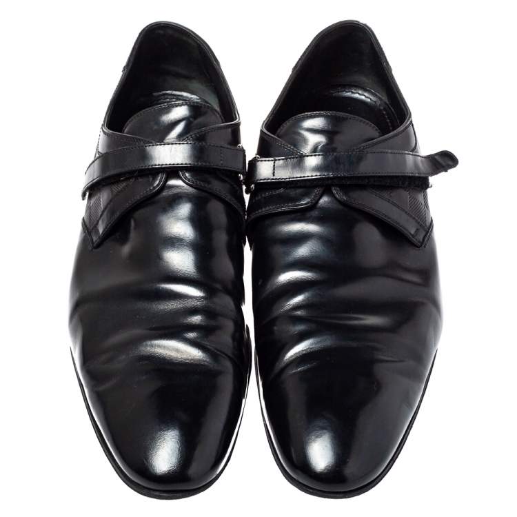 Pre Owned Louis Vuitton Black Damier Leather Velcro Loafers Size 47