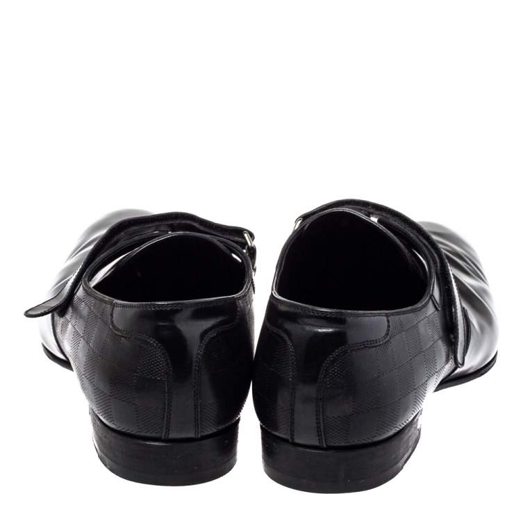 Pre Owned Louis Vuitton Black Damier Leather Velcro Loafers Size 47