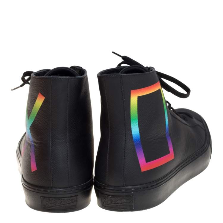 Pre Owned Louis Vuitton Black Leather Tattoo High Top Sneakers Size 42