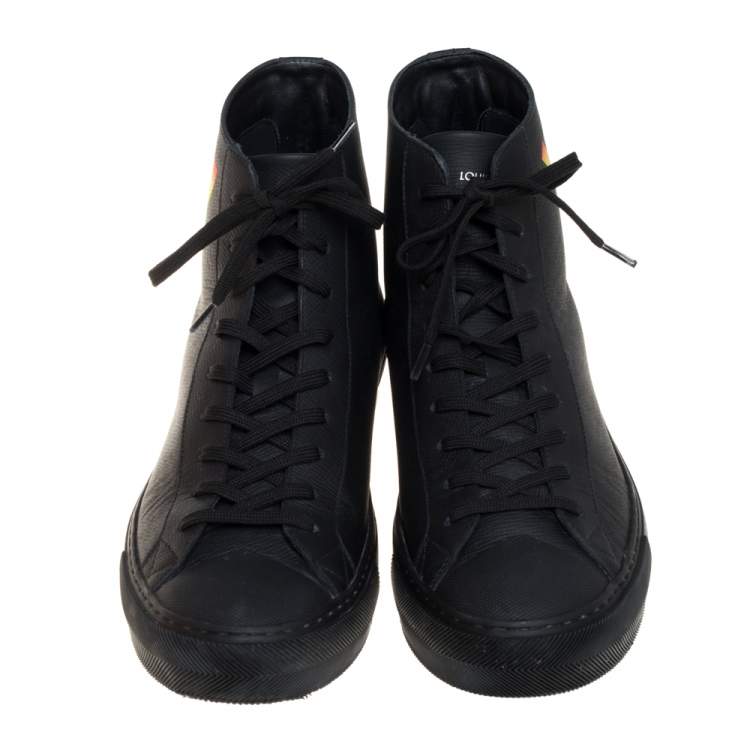 Pre Owned Louis Vuitton Black Leather Tattoo High Top Sneakers Size 42