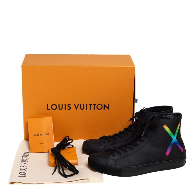 Pre Owned Louis Vuitton Black Leather Tattoo High Top Sneakers Size 42