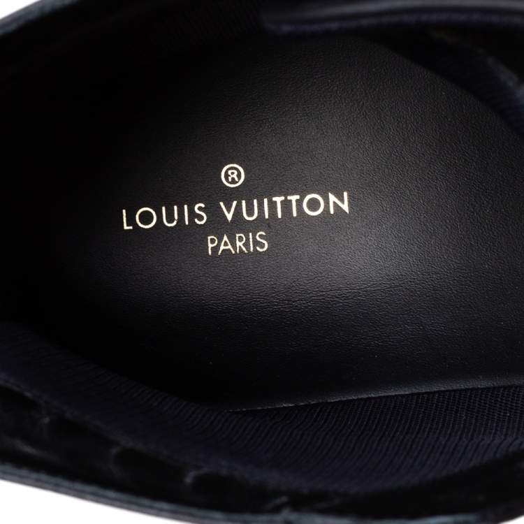 Pre Owned Louis Vuitton Black Leather Tattoo High Top Sneakers Size 42