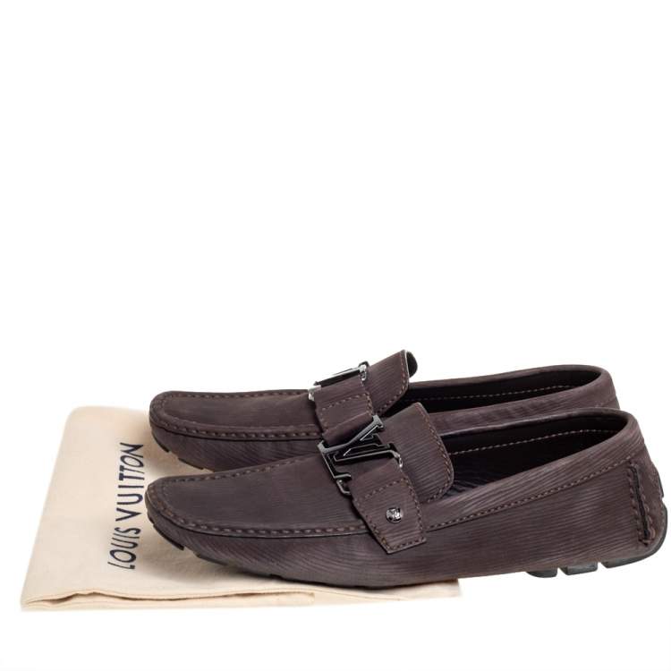 Pre Owned Louis Vuitton Brown Epi Leather Monte Carlo Slip On Loafers Size 41