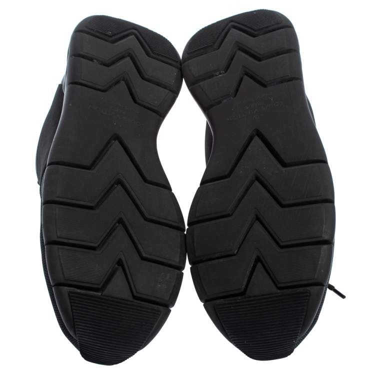Pre Owned Louis Vuitton Black Damier Fabric, Nubuck  And Leather Fastlane Sneakers Size 42.5