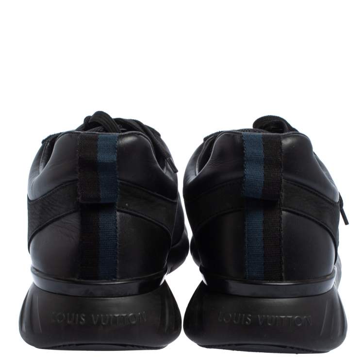 Pre Owned Louis Vuitton Black Damier Fabric, Nubuck  And Leather Fastlane Sneakers Size 42.5
