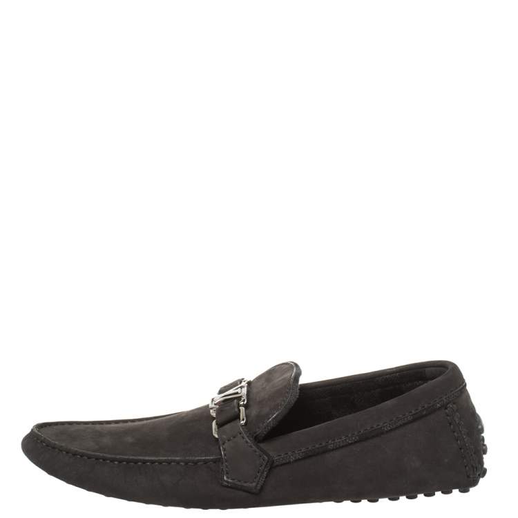 Pre Owned Louis Vuitton Black Nubuck Hockenheim Loafers Size 41.5
