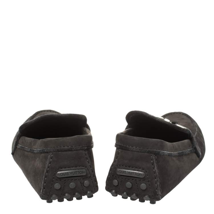 Pre Owned Louis Vuitton Black Nubuck Hockenheim Loafers Size 41.5