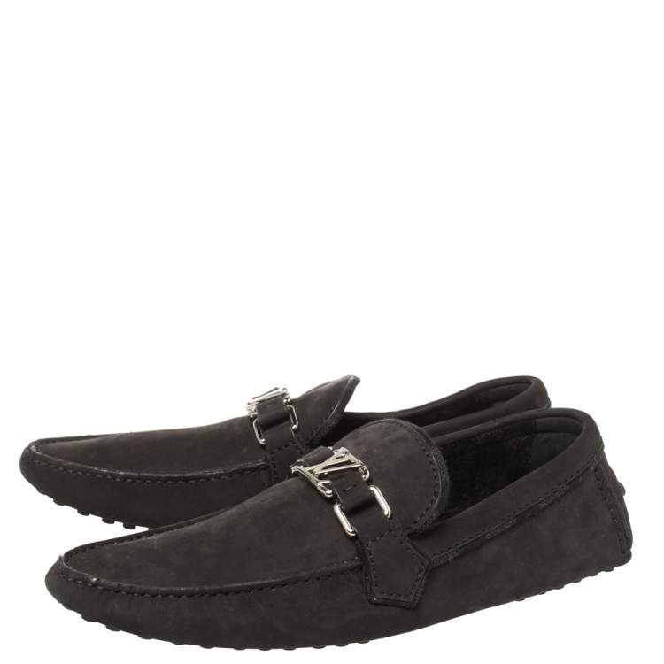 Pre Owned Louis Vuitton Black Nubuck Hockenheim Loafers Size 41.5