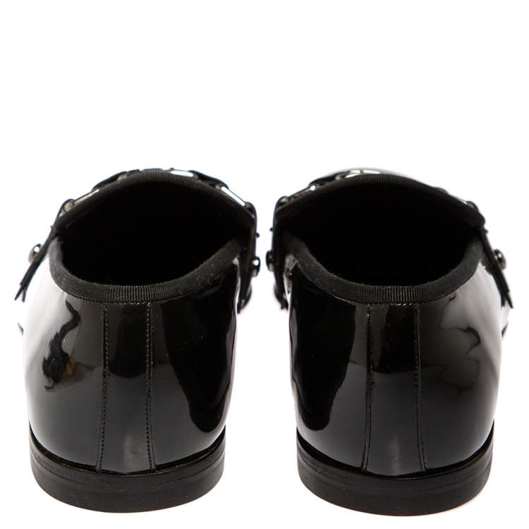 Pre Owned Louis Vuitton Black Patent Leather Hockenheim Slip On Loafers Size 41.5